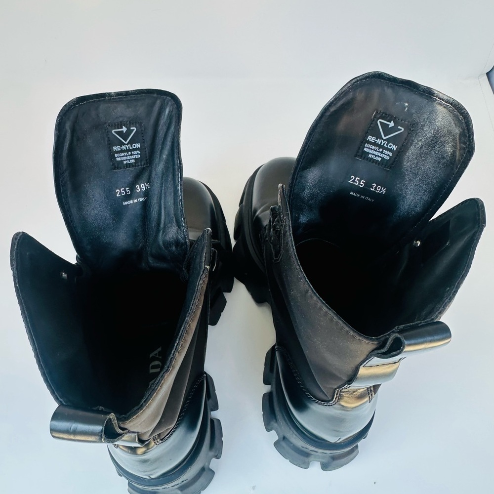 Prada Black Platform Lug-Sole Combat Boots size 39.5 - Picture 5 of 14